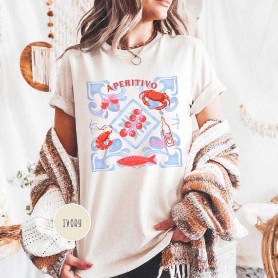 Aperitivo Shirt Italian Summer Tee Seafood Lover Gift Amalfi Vibes Top La Dolce Vita Graphic Women Comfort Colors