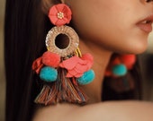 Boho Purple Tassel Earrings, Western Earrings, Designer Evening Earrings, Party Earrings, Ear Accessory, Fashion Jewelry, Earrings Dangle