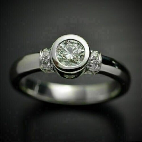 Men's Moissanite Ring, 14K White Gold Ring, 1.9Ct Moissanite Ring, Bezel Set Ring, Anniversary Gift Men's Ring, Moissanite Engagement Ring