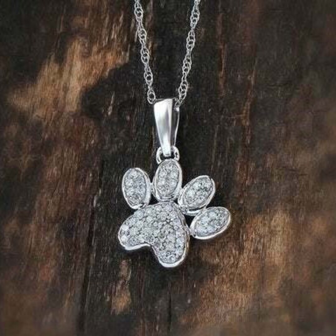 Silver Paw Print Necklace Dog Paw Charm Necklace Dog Owner Etsy
