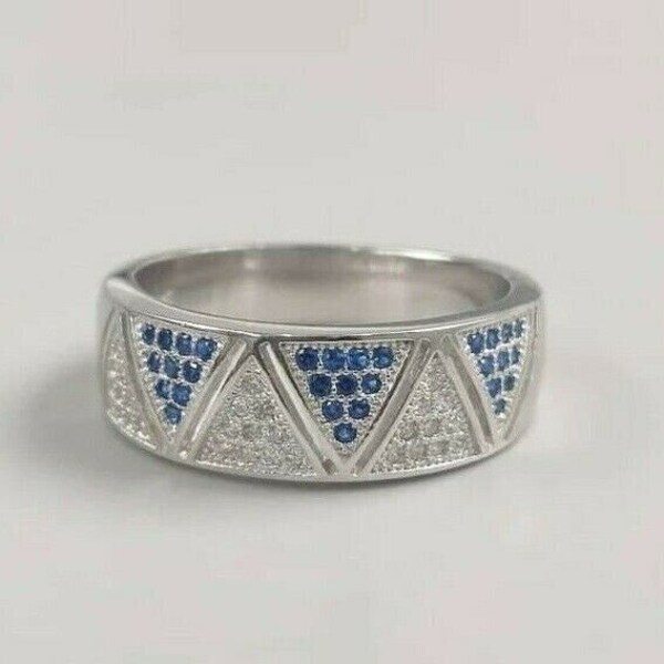 Engagement Men's Ring, 14K White Gold Ring, 2.8Ct Sapphire Diamond Ring, Gift For Husband, Anniversary Gift Ring, Gift For Him, Wedding Ring
