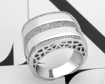 Mannen verlovingsbelofte ring, huwelijkscadeau ring, aangepaste herenring, cadeau voor hem, 2.4Ct diamanten ring, aangepaste cadeauring, zilveren ring