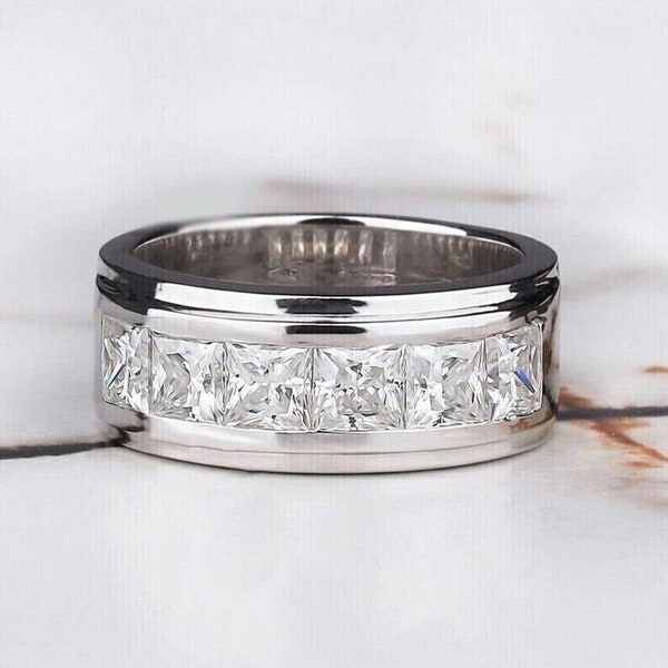 Solitaire Men's Ring, 14K White Gold Ring, 2.64Ct Diamond Ring, Anniversary Promise Ring, Gift For Men's, Engagement Silver Ring, Gift Ring