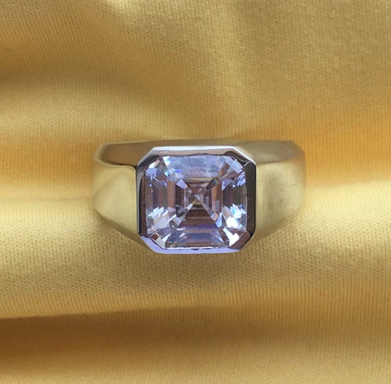 Solitaire Men's Engagement Ring 14K White Gold Casual Etsy