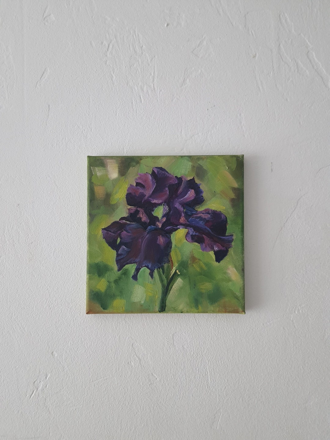 Iris Painting Floral Original Art Iris Oil Painting Flower Etsy