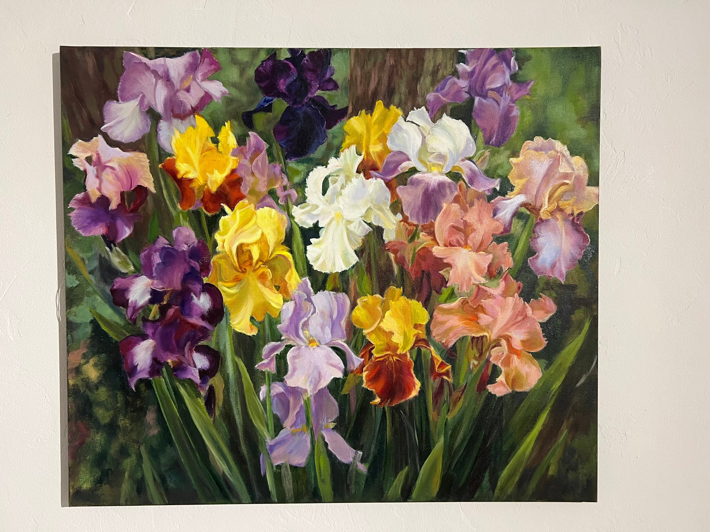 Iris Painting Floral Original Art Iris Oil Painting Flower Medium