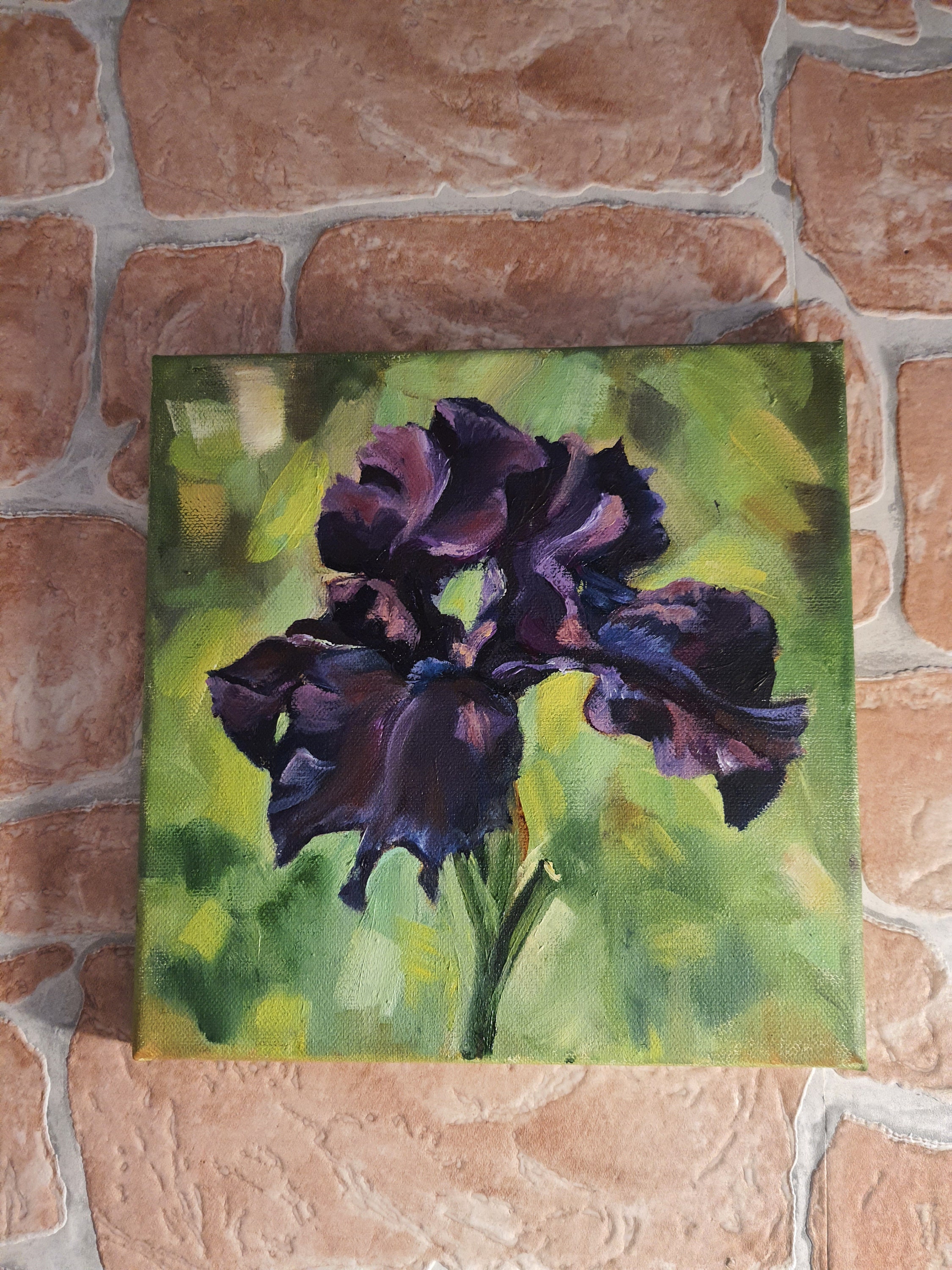Iris Painting Floral Original Art Iris Oil Painting Flower - Etsy