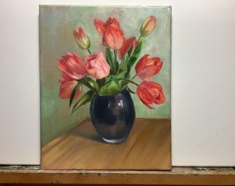 ライラックの花の油絵：オリジナルの植物画、8x8 - Etsy 日本