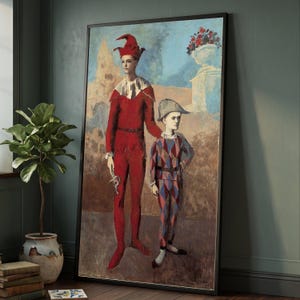 Picasso Vintage Clowns Canvas Art, Circus Jesters Theatrical Decor