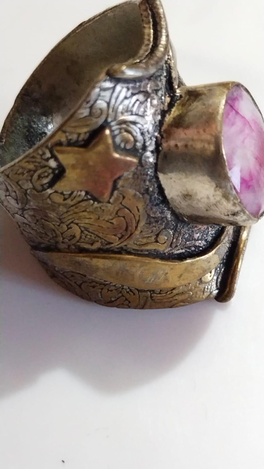 Garman Silver Ring With Stone Carving - Etsy