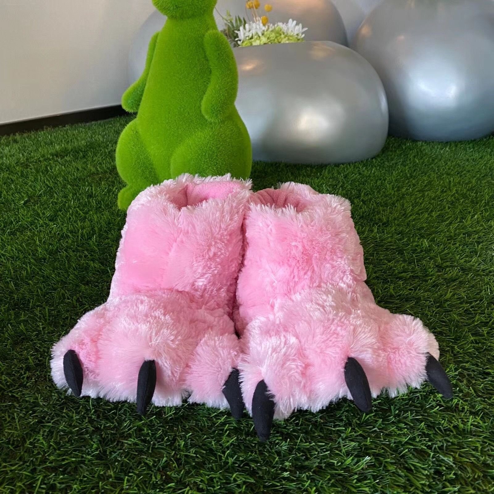 Fuzzy Slides in “LV” Tan or Pink Print