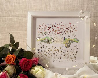 Geldgeschenk personalisiert, Bilderrahmen zur Hochzeit - Schmetterlinge