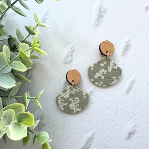 Clip On Handmade Cork and Leather Dangle Petite Earring with Wooden topper, non pierced ear, handmade earrings, clip on earrings