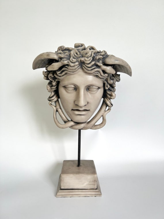 Medusa Head Statue Hand Painted Greek Mythology Sculpture Goddess Statue  for House Decoration Medusa Sculpture Decor Inches Bust 