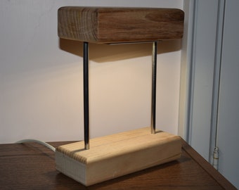 Modern lamp in steel and wood