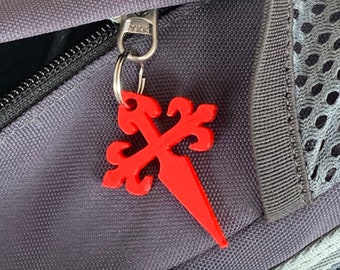 Camino  Saint James Way Cross Keyring & zipper pull,Handmade/Customizable, jakobsweg Camino de Santiago, peregrino, pelegrino,backpack. A101