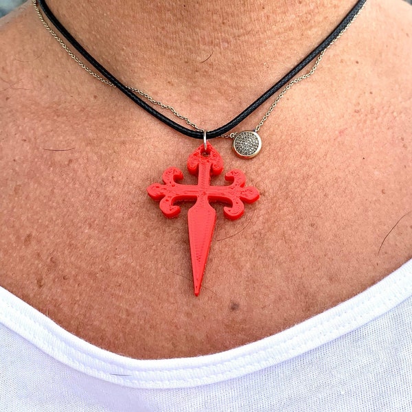 Cross of St James, Camino de Santiago, Saint Jacques Pendant, Charm Pendant, adjustable; A101