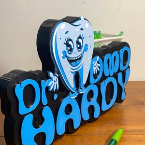 Benutzerdefinierte 3D Personalisierte Zahnarzt Name Schild-Benutzerdefinierte Zahnarzt Name Zeichen-Namen Platte Geschenk-Zahnarzt Schreibtisch - Zahnarzt Geschenk-Schreibtisch Dekor--Zahn Zeichen NF01
