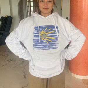 Camino de Santiago 100% Organic Cotton Hoodie, Unisex Drummer Hoodie  AT0012