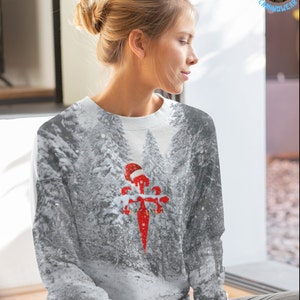 Camino de Santiago Cross enthusiasts or Christmas on the Camino de Santiago Sweatshirt Jacobsweg ST james.Let it snow...Let it snow!Xmas01