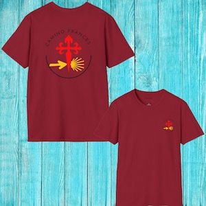 Camino Frances Unisex Softstyle T-Shirt, Camino de Santiago shirt, Beautiful elegant design of the French Way CMR01