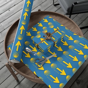Celebrate the Camino: Unique Wraps Camino de Santiago arrows and shells, Buen Camino wrap paper roll W01