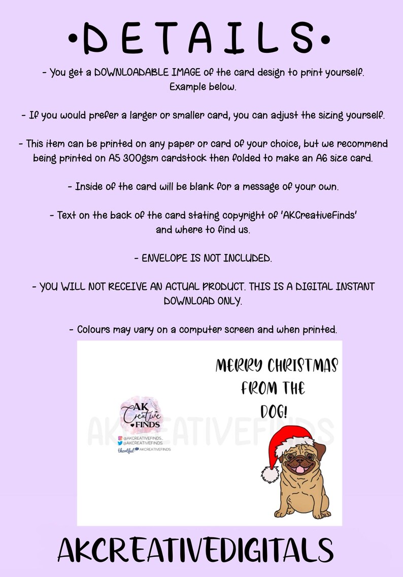 Printable Christmas Card From the Dog: Santa Pug (digital Download) - Etsy