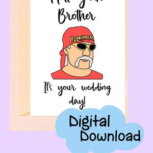 Tarjeta de lucha libre para boda imprimible, tarjetas de ocasión, tarjetas para la familia, tarjetas de felicitación, tarjetas de cumpleaños, tarjetas abstractas, Hulk Hogan