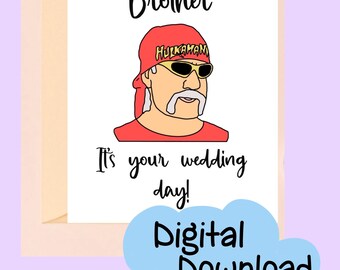 Biglietto d'auguri per il giorno del matrimonio di Hulk Hogan: divertente tema wrestling (download digitale)