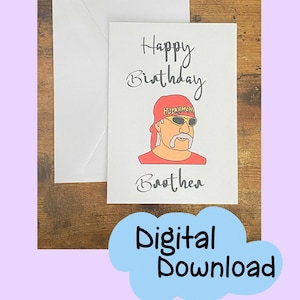 Tarjeta de cumpleaños de lucha libre para imprimir, tarjetas de ocasión, tarjetas para la familia, tarjetas de felicitación, tarjetas de cumpleaños, tarjetas abstractas, hulk hogan