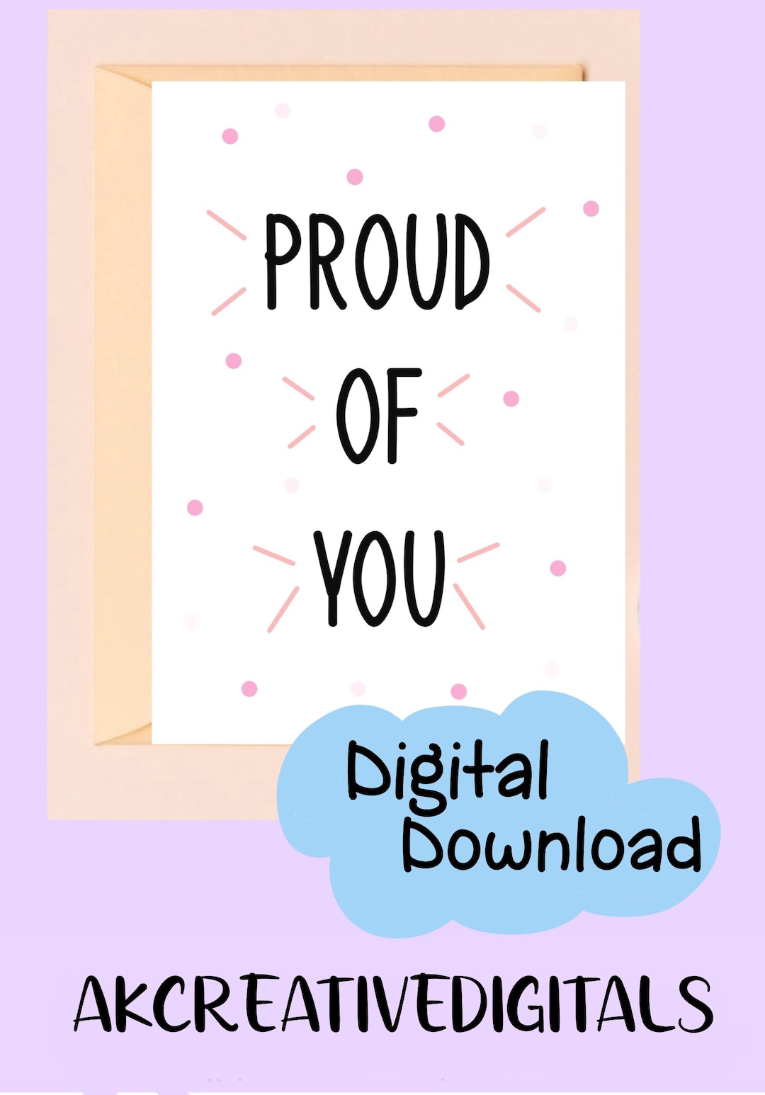 Proud Card Proud of You Card: Printable Gratitude Card for Her (digital Download ...