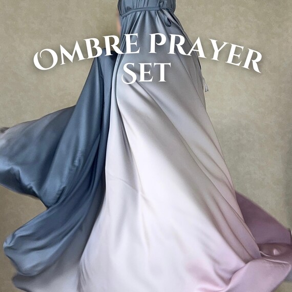Ombre Prayer Set: Muslim Khimar Headscarf Skirt