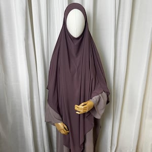 Large Long Jersey Khimar with Niqab Full Coverage Khimar Set Lightweight Modest Hijab for Daily Wear
