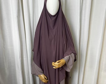 Large Long Jersey Khimar with Niqab Full Coverage Khimar Set Lightweight Modest Hijab for Daily Wear