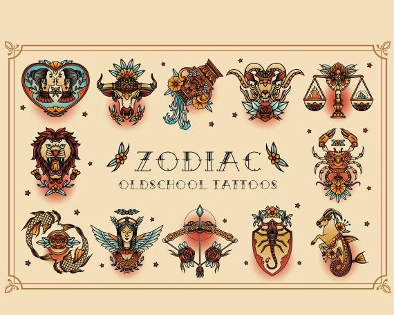 Zodiac Tattoo - Etsy Zodiac Tattoo - Etsy