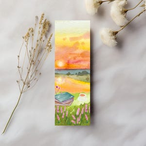 Watercolor, Sunset Bookmark | Illustrated Bookmark | Reading Bookmark | Bookworm Gift | Gift for Book Lovers