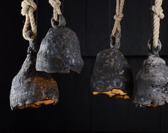 Wabi Sabi Pendant Lights, Primitive Japanese Handmade Pottery, Handbuilt Ceramic Ceiling Lamps, Art Lighting Composition for Home