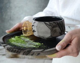 Chawan, Matcha Bowl, Master Handmade Kurinuki Cup, Japanese Ceramics, Minimalistic Wabi Sabi for Slow Living rituals