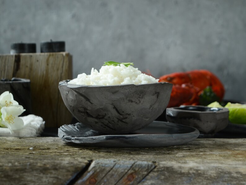 Berry Bowl with Ceramic Plate, Japanese Handmade Wabi Sabi Pottery, Rice Bowl with Trinket Dish image 9