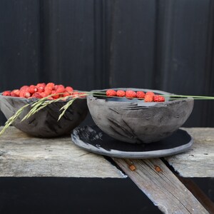 Berry Bowl with Ceramic Plate, Japanese Handmade Wabi Sabi Pottery, Rice Bowl with Trinket Dish image 3