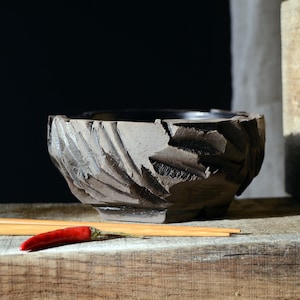Ramen Bowl, Handmade Pottery Soup Dish, Japanese Dinnerware, Wabi Sabi Handmade Ceramic Bowl, Black Matte Glaze with Raw Unglazed clay