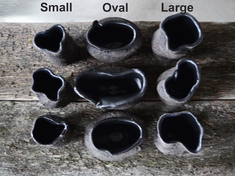 Primitive Pottery Japanese Vase, Black Minimalist Wabi Sabi, Raw Unglazed Rustic Ceramics image 7