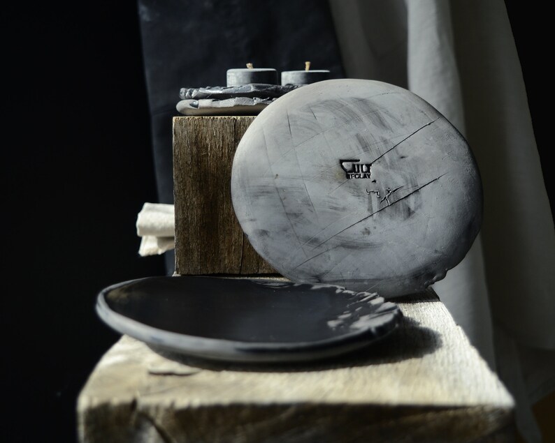 Berry Bowl with Ceramic Plate, Japanese Handmade Wabi Sabi Pottery, Rice Bowl with Trinket Dish image 8