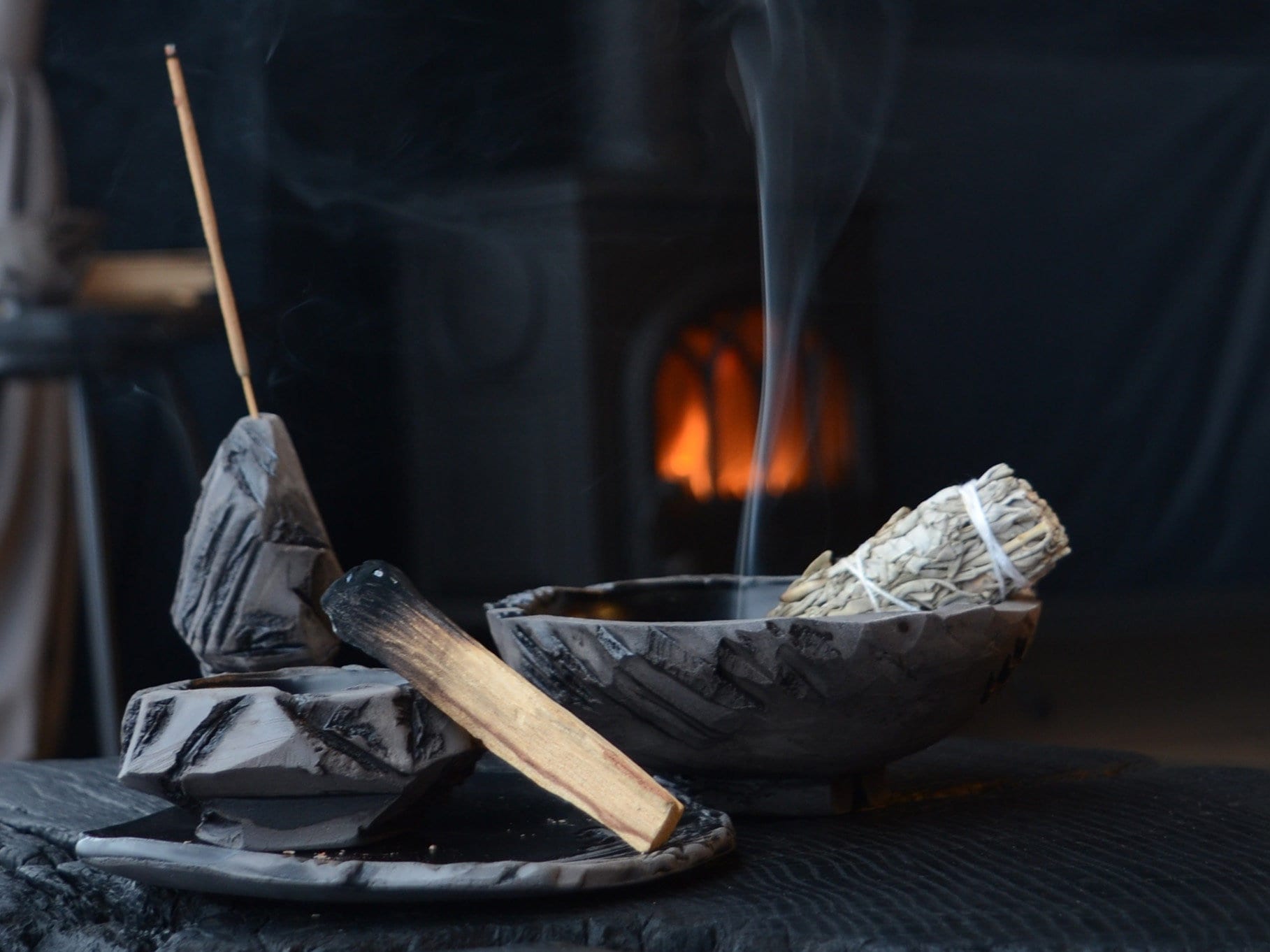 Japanese Ceramics Incense Holder, Smudge Bowl, Palo Santo Burner, Incense Stick Holder, Ash Catcher or Candle Plate
