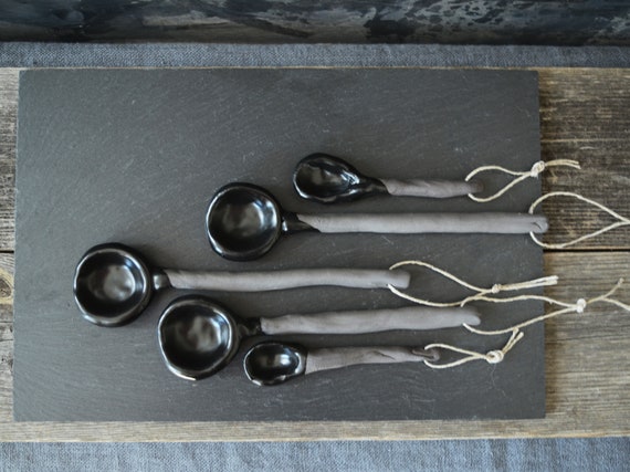Ceramic Spoon, Wabi Sabi Pottery Spoon Necklace, Japanese spoon, Small Tea Spoon, Rustic Kitchen Decor, Cooking Chef Gifts