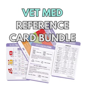 Lot de cartes de référence sur la médecine vétérinaire | Badge Vet Med Buddies pour étudiants vétérinaires, techniciens vétérinaires, infirmières vétérinaires et vétérinaires