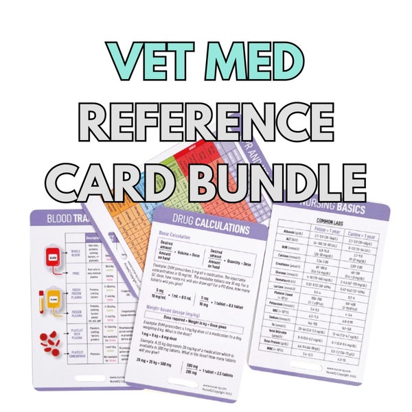 Veterinary Medicine Reference Card Bundle | Vet Med Badge Buddies for Vet Students, Vet Techs, Vet Nurses, & Veterinarians