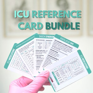 Lot de cartes de référence ICU | Pour les étudiants en soins infirmiers et les nouveaux diplômés en soins intensifs
