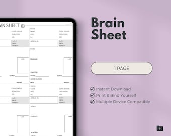Nurse Brain Sheet - Perfect for New Grad Nurses on MedSurg and ED