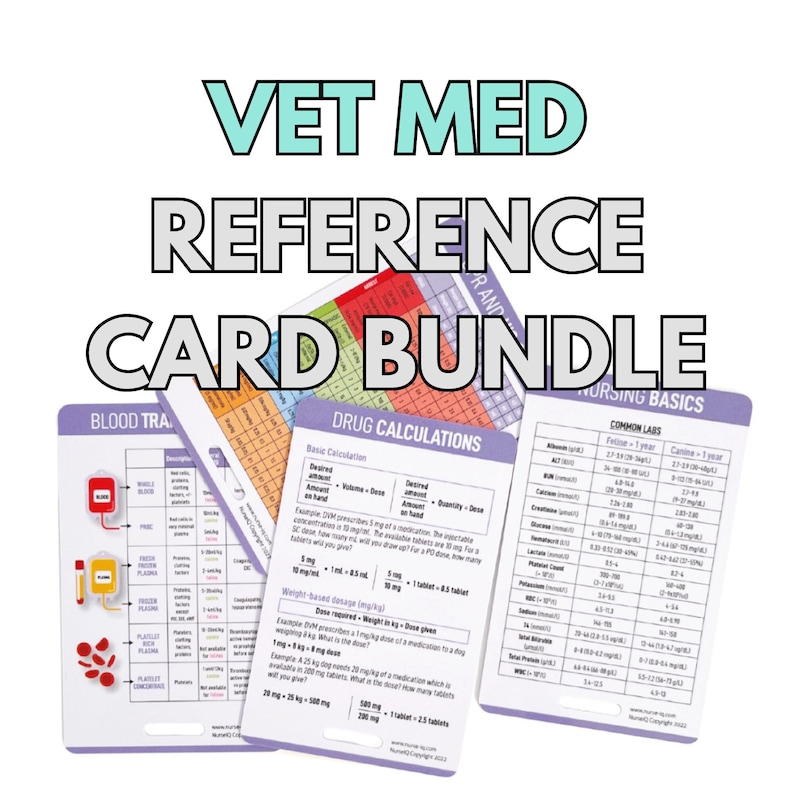 Veterinary Medicine Reference Card Bundle Vet Med Badge Etsy
